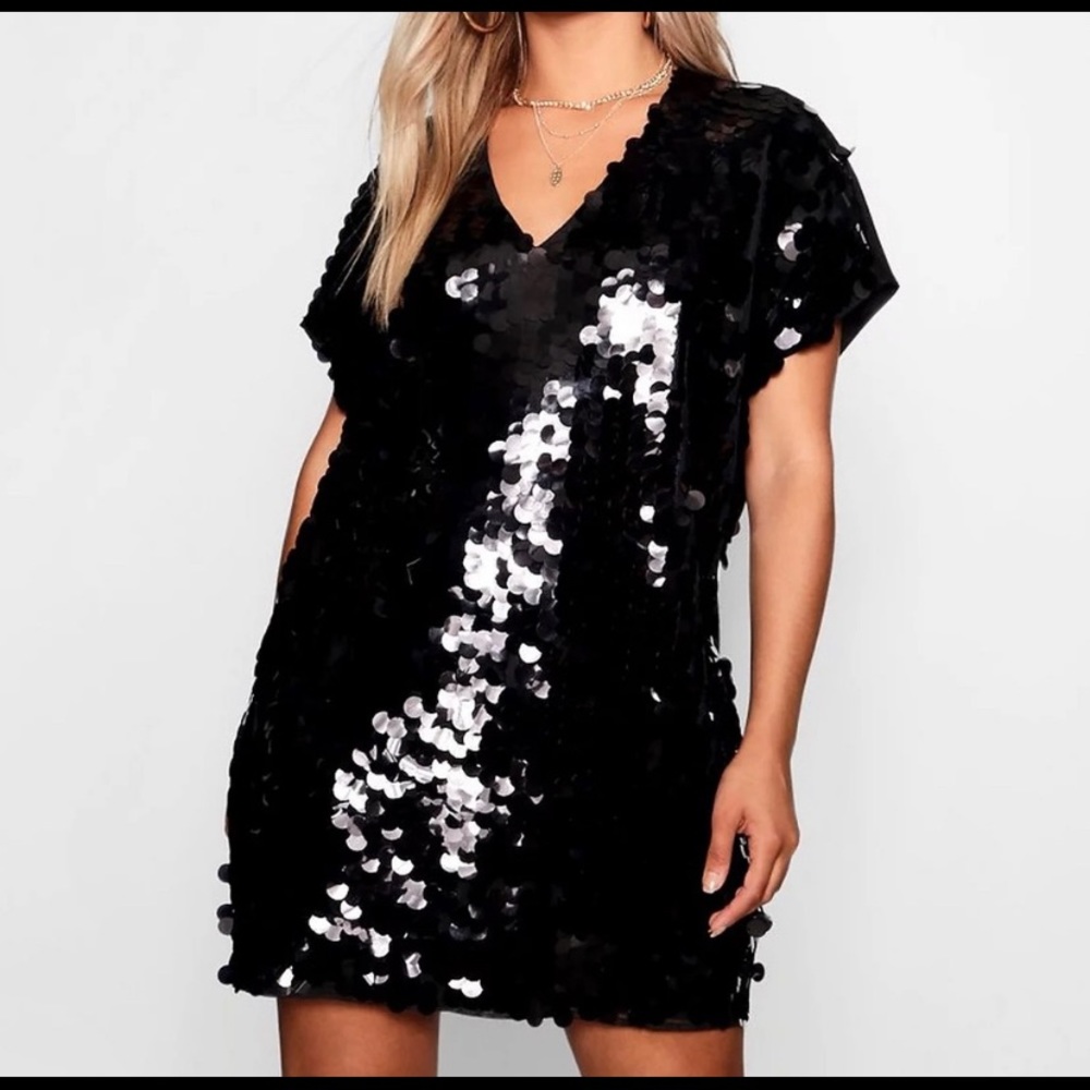 Black shift Sequin Party dress NWT